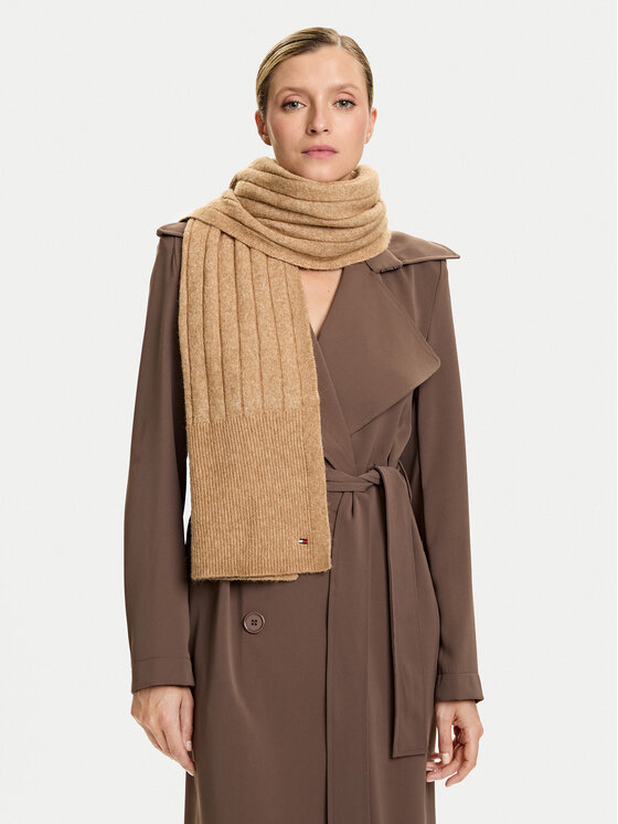 Tommy Hilfiger Šallīte Tommy Hilfiger Flag Fluffy AW0AW17787 Bēšs