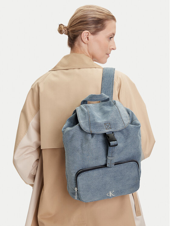 Calvin Klein Ruksak Calvin Klein Denim Luna Mini Flap Backpack LV04F3216G Svetlo modrá