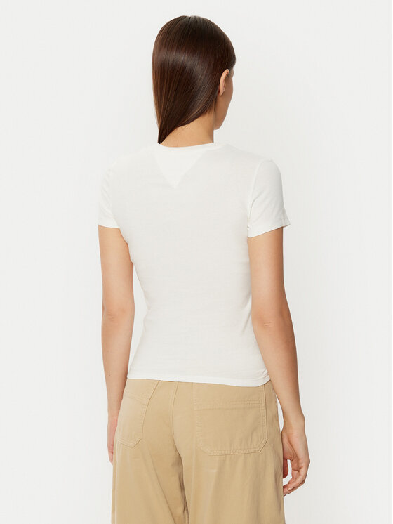 Tommy Jeans Tommy Jeans T-shirt Linear DW0DW18398 Bijela Slim Fit