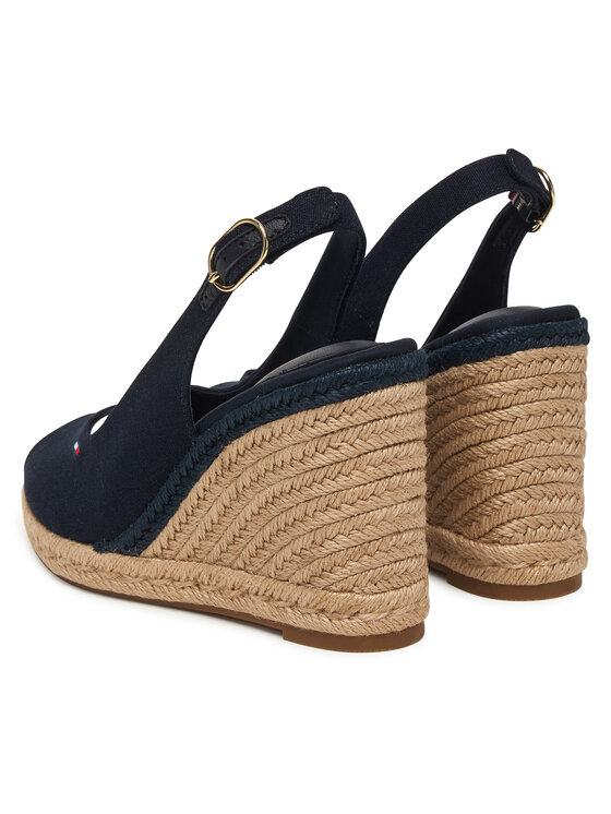 Tommy Hilfiger Espadrilles Tommy Hilfiger Flag High Wedge Espad Slingback FW0FW09343 Tumši zils