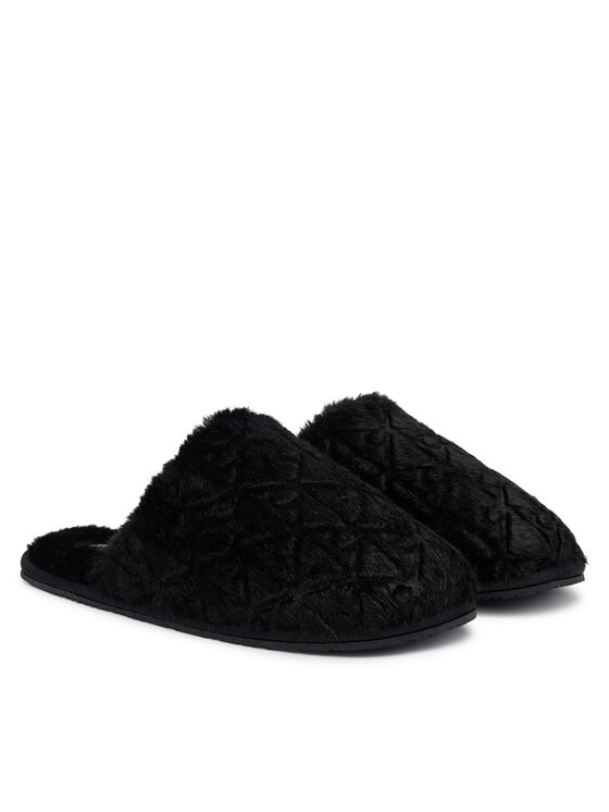 Calvin Klein Bačkory Calvin Klein Home Slipper Fur Aop HW0HW03218 Černá