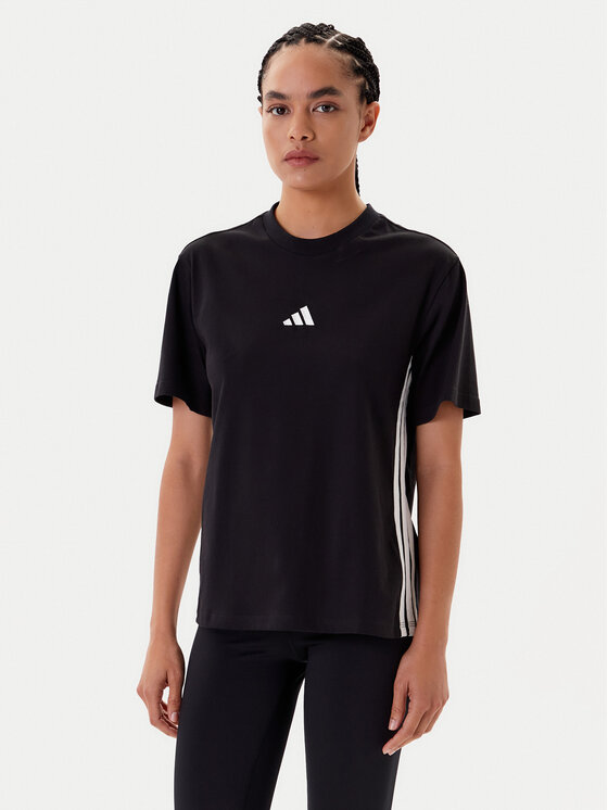 adidas adidas Футболка Essentials 3-Stripes JD0846 Чорний Regular Fit