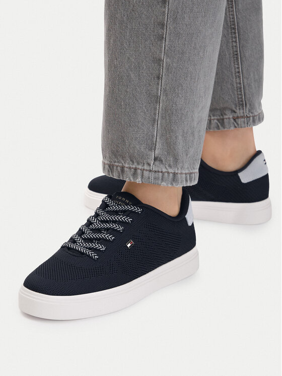 Tommy Hilfiger Sneakersy Tommy Hilfiger Knit Cupsole FW0FW09289 Granatowy