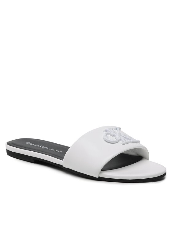 Calvin Klein Jeans Chanclas Calvin Klein Jeans Flat Sandal Slide Hw YW0YW00952 Blanco