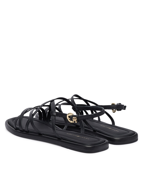 Tommy Hilfiger Sandále Tommy Hilfiger Flat Strappy FW0FW09220 Čierna