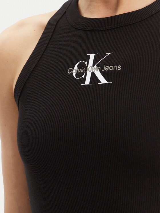 Calvin Klein Jeans Calvin Klein Jeans Top Monologo J20J225301 Črna Slim Fit