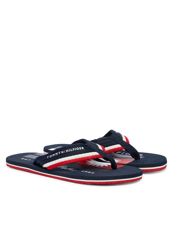 Tommy Hilfiger Japonki Tommy Hilfiger Patch Hilfiger Beach Sandal FM0FM05903 Granatowy