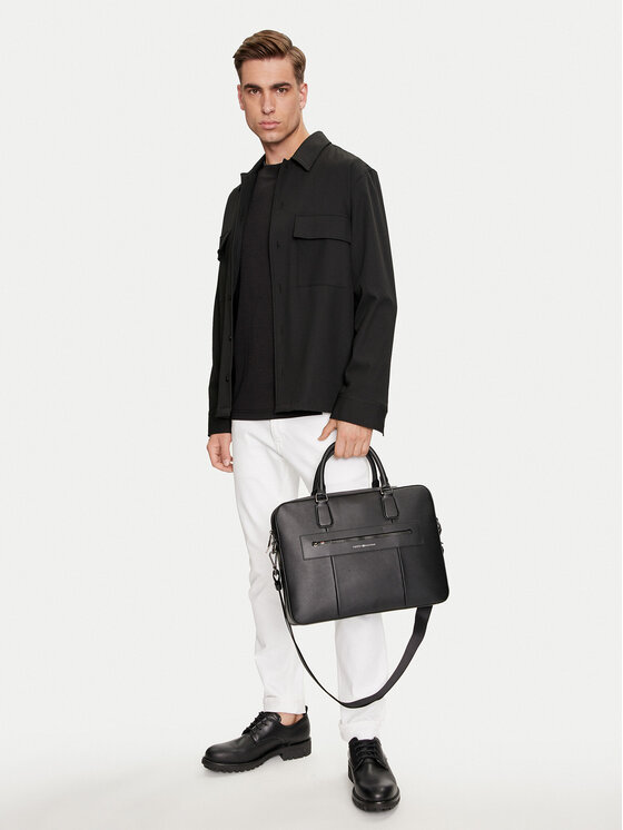 Tommy Hilfiger Geantă pentru laptop Tommy Hilfiger Business Leather Computer Bag AM0AM12489 Negru