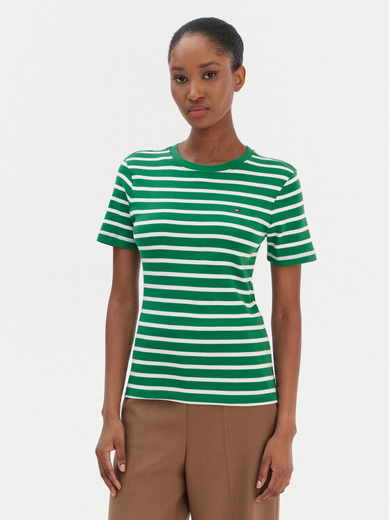 Tommy Hilfiger Tommy Hilfiger Camiseta New Cody WW0WW40587 Verde Slim Fit