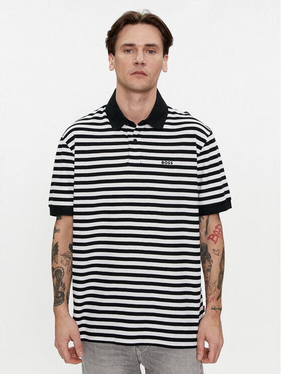BOSS Boss Polo majica Palesstripe 50513604 Črna Regular Fit