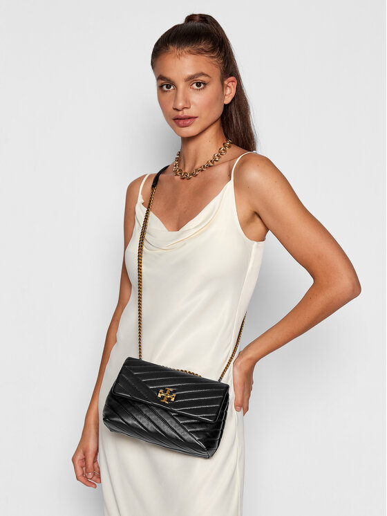 Tory Burch Bolso Tory Burch Kira Chevron Small Convertible 90452 Negro