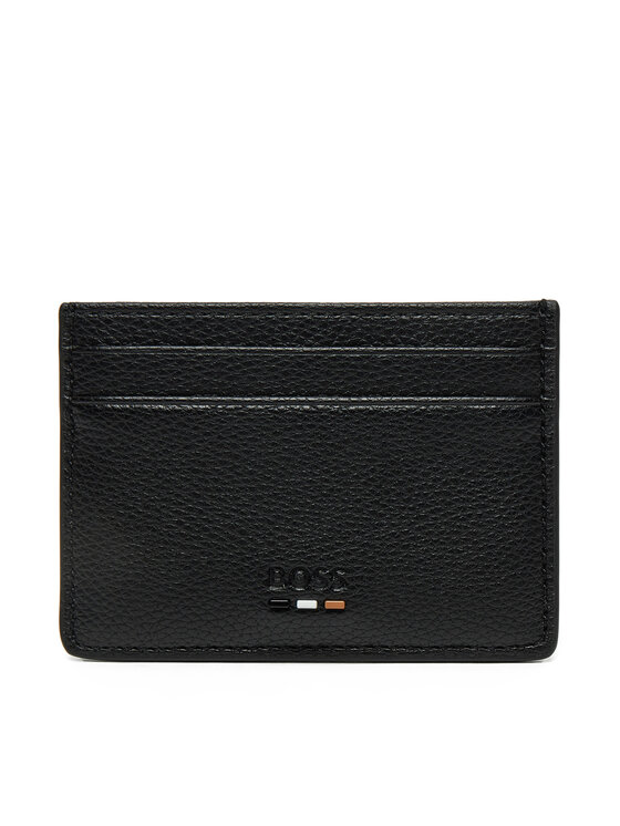 BOSS Чохол для кредиток BOSS Grained faux-leather card holder with signature details 50536513 Чорний