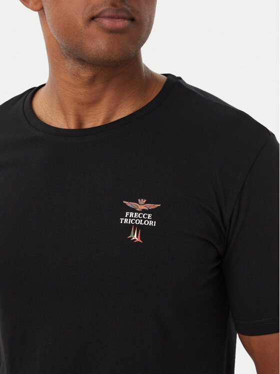Aeronautica Militare Aeronautica Militare Marškinėliai Girocollo AM1UTI005 Juoda Regular Fit