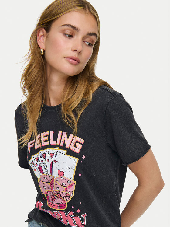 ONLY ONLY Camiseta Lucy 15366031 Negro Loose Fit