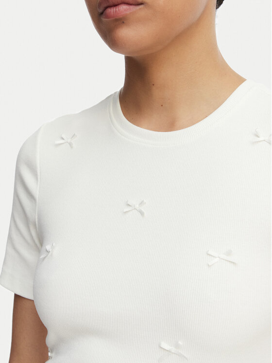 ONLY ONLY Camiseta Femke 15369336 Crema Slim Fit