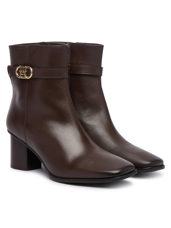 Tommy Hilfiger Aulinukai Tommy Hilfiger Th Strap Leather Block Heel Boot FW0FW09488 Ruda