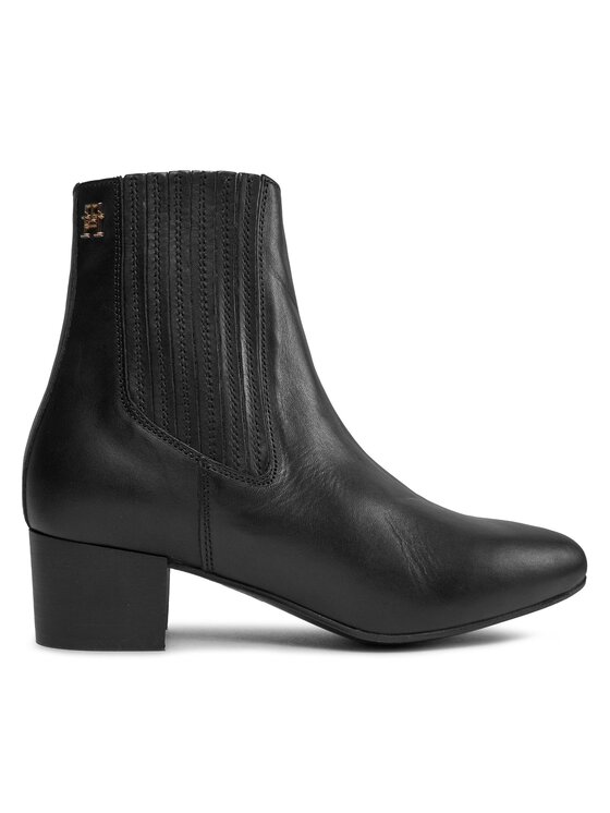 Tommy Hilfiger Botine Tommy Hilfiger Essential Leather Boot FW0FW07759 Negru