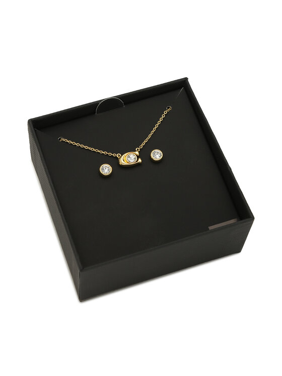 Coach Kaklarotas un auskaru komplekts Coach Signature Necklace & Earring Set 37412845GLD110 Zelta