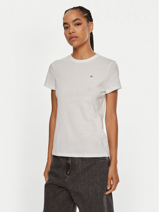 Calvin Klein Calvin Klein Marškinėliai Emb Graphic K20K208061 Balta Slim Fit