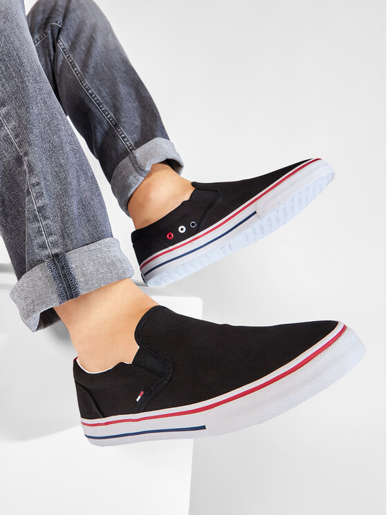 Tommy Jeans Kedai Tommy Jeans Textile Slip On EM0EM00002 Juoda