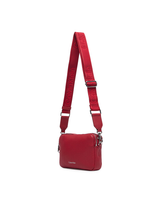 Calvin Klein Дамска чанта Calvin Klein Webbing 2X Strap Camera Bag LV04F3656G Червен