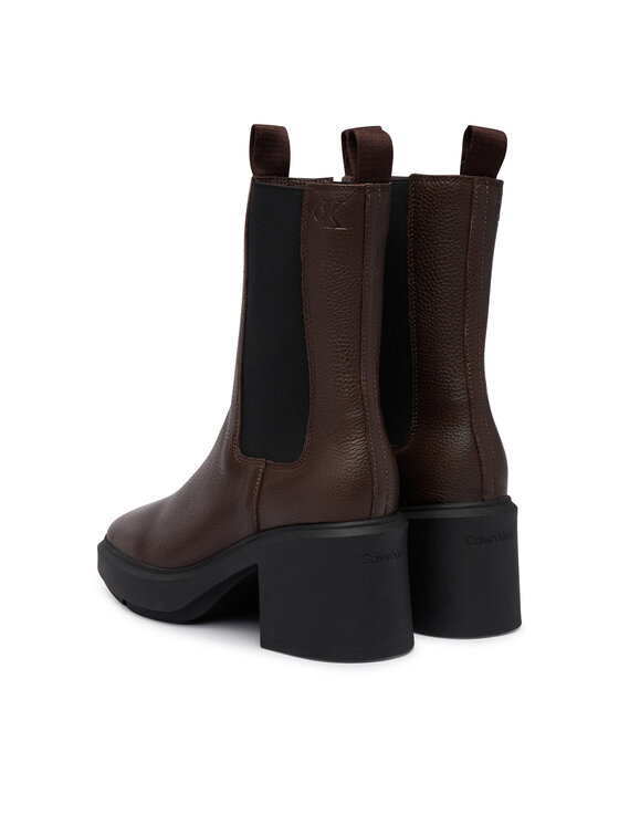 Calvin Klein Bokacsizma Calvin Klein Block Heel Chelsea Boot Lth HW0HW03694 Sötétbarna