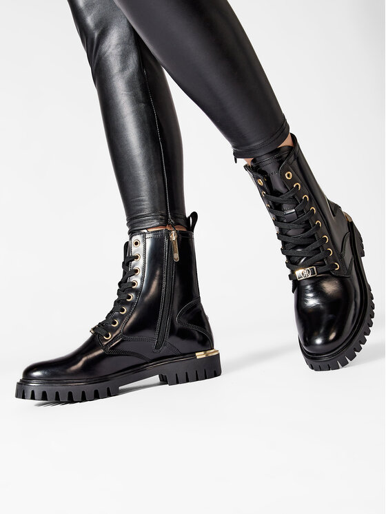 Tommy Hilfiger Planinarske cipele Tommy Hilfiger Polished Leather Lace Up Boot FW0FW06008 Crna