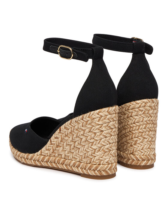 Tommy Hilfiger Espadrilles Tommy Hilfiger Flag High Wedge Espad Closed Toe FW0FW09225 Fekete