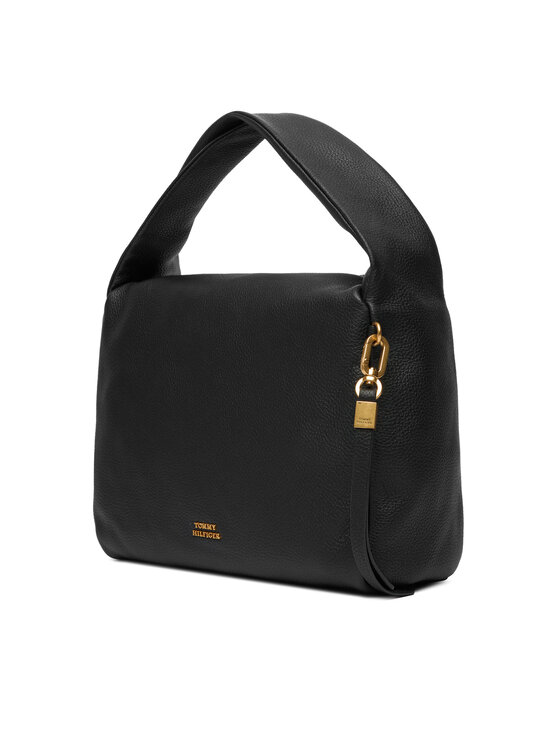 Tommy Hilfiger Ročna torba Tommy Hilfiger City Leather Shoulder Bag AW0AW18152 Črna