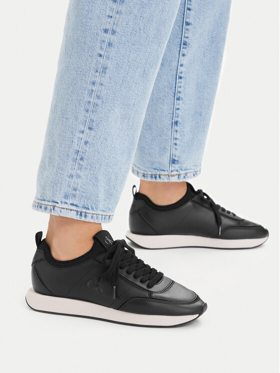 Calvin Klein Superge Calvin Klein Retro Runner Sock Panl Lth Neo HW0HW03118 Črna