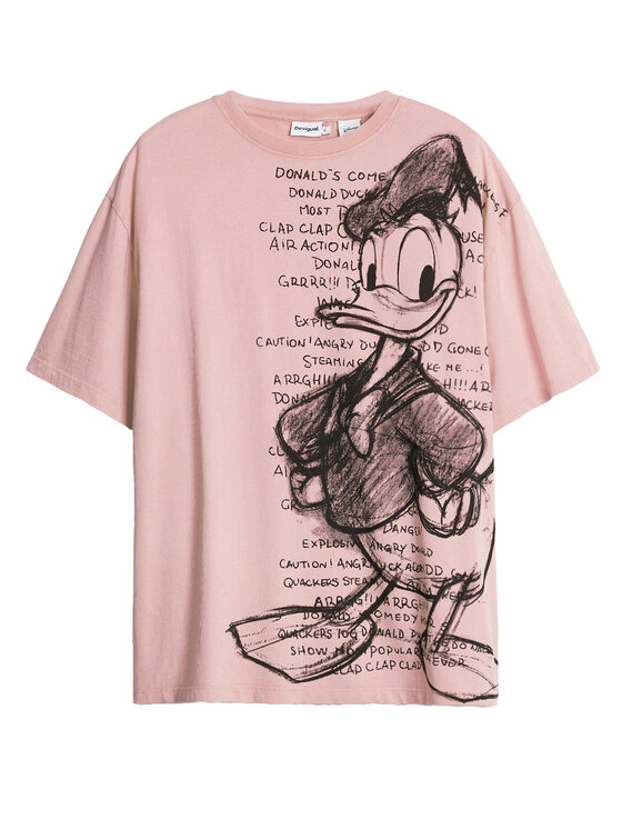 Desigual Desigual Marškinėliai Donald 25SWTKAH Rožinė Loose Fit