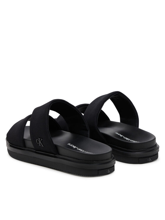 Calvin Klein Jeans Чехли Calvin Klein Jeans Flat Molded Dbl Bar Sandal Cv YM0YM01222 Черен