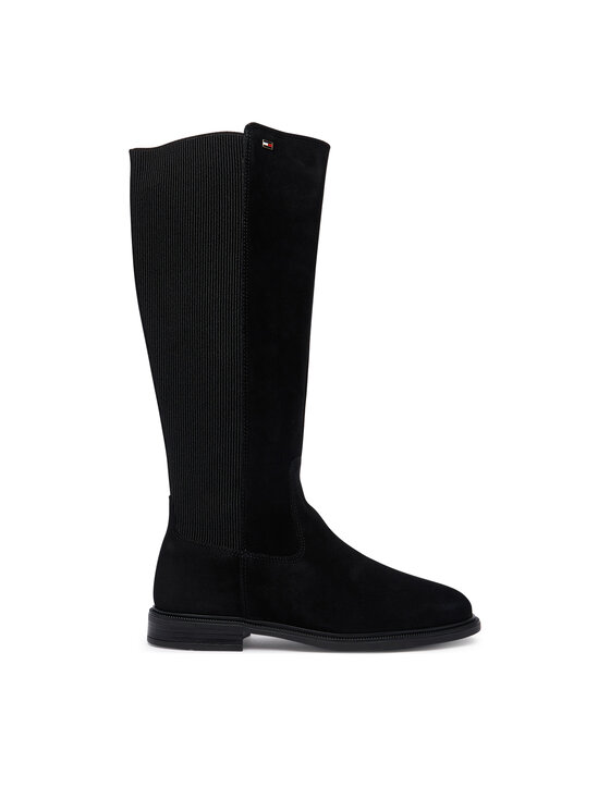 Tommy Hilfiger Csizma Tommy Hilfiger Enamel Flag Suede High Chelsea FW0FW09574 Fekete