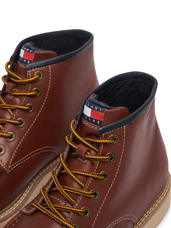 Tommy Jeans Kotníková obuv Tommy Jeans Archive '01 American Lth Boot EM0EM01779 Hnědá
