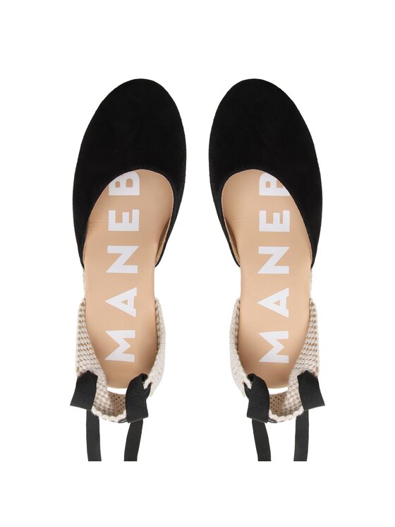 Manebi Espadrile Manebi Soft Suede Low Wedge Espadrilles K 1.0 WL Črna