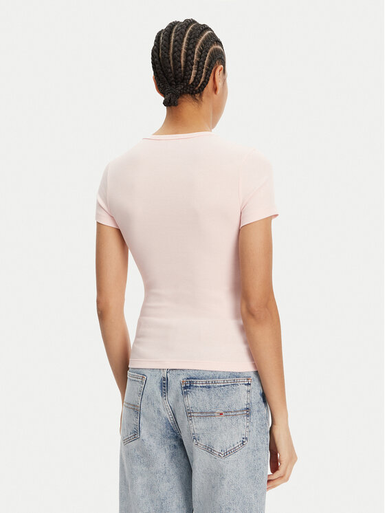 Tommy Jeans Tommy Jeans Majica Badge DW0DW17881 Roza Slim Fit