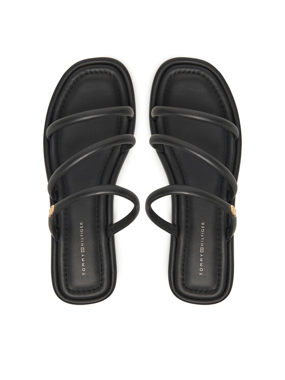 Tommy Hilfiger Şlapi Tommy Hilfiger Strappy Leather Mule FW0FW08939 Negru