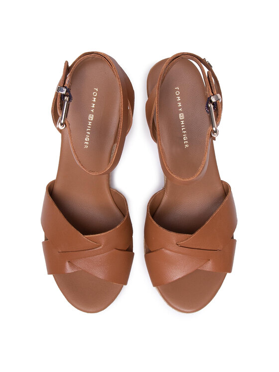 Tommy Hilfiger Espadrilės Tommy Hilfiger Th Raffia High Wedge Sandal FW0FW04842 Ruda