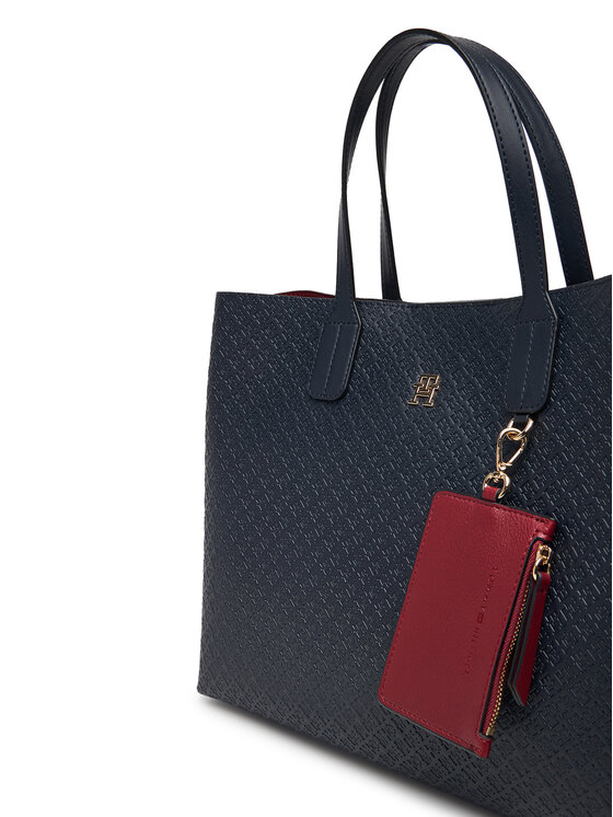 Tommy Hilfiger Ročna torba Tommy Hilfiger Th Icon Satchel Mono AW0AW18923 Mornarsko modra