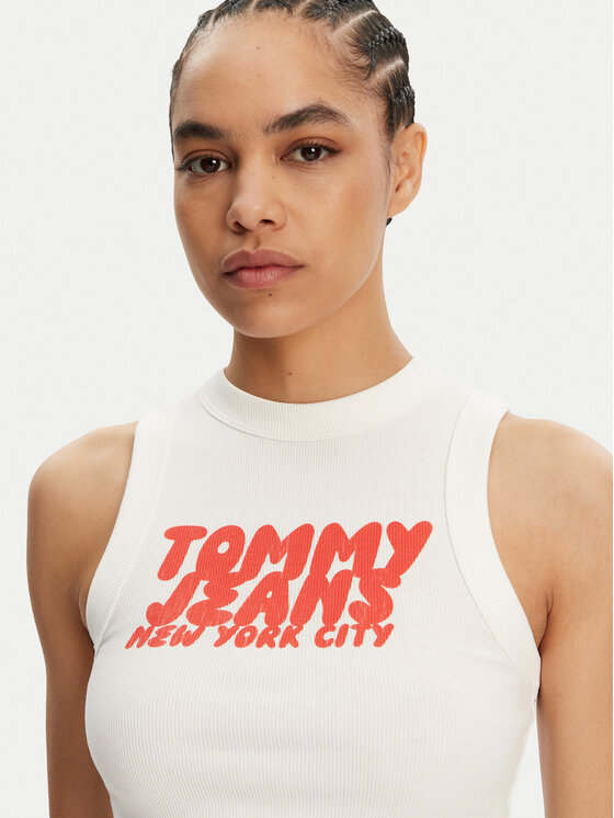 Tommy Jeans Tommy Jeans Τοπ DW0DW21339 Εκρού Slim Fit