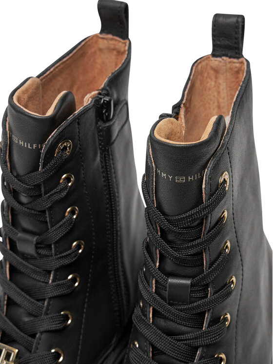 Tommy Hilfiger Trapper stila apavi Tommy Hilfiger Lace Up Bootie T3A5-33568-0092 S Melns