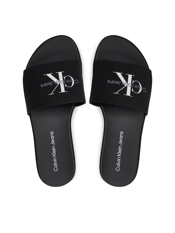 Calvin Klein Jeans Papucs Calvin Klein Jeans Flatform Sandal Met YW0YW01036 Fekete
