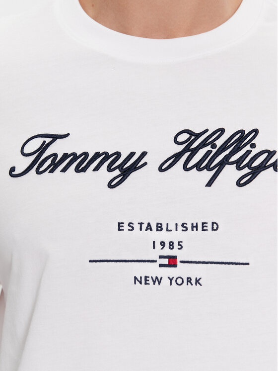 Tommy Hilfiger Tommy Hilfiger Camiseta Script Logo Tee MW0MW33691 Blanco Regular Fit