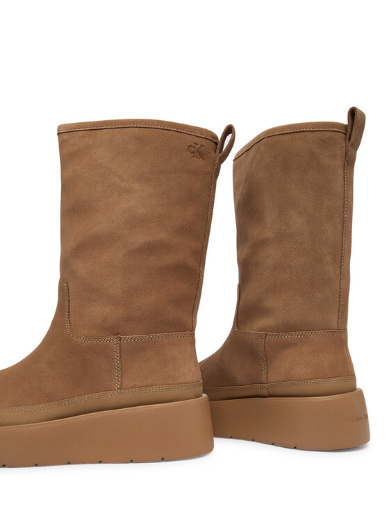 Calvin Klein Čizme za snijeg Calvin Klein Flatform Mid Boot Suede Wl HW0HW03181 Bež