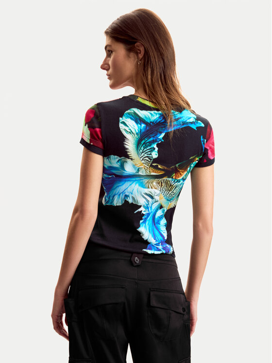 Desigual Desigual T-shirt Multiflowers Lacroix 26SWTK49 Nero Regular Fit