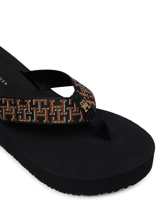 Tommy Hilfiger Japanke Tommy Hilfiger Wedge Summer Sandal Mono FW0FW09698 Crna