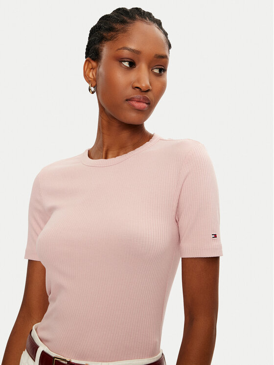 Tommy Hilfiger Tommy Hilfiger Marškinėliai WW0WW43918 Rožinė Slim Fit