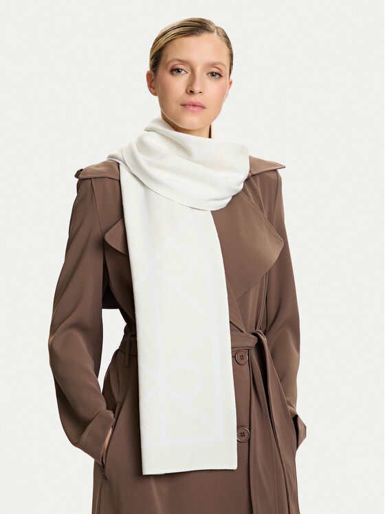 Calvin Klein Šál Calvin Klein Emblem Aop Jcq Fine Rib Scarf LV04D8051G Béžová