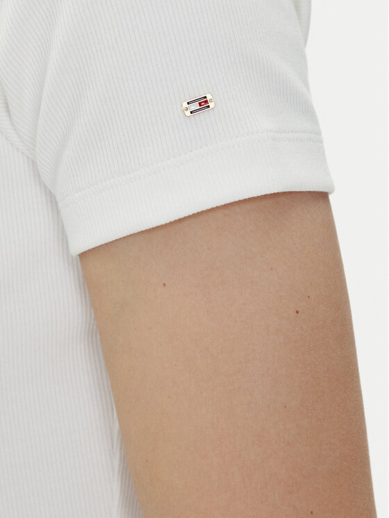 Tommy Hilfiger Tommy Hilfiger Polo Slim Gold Button Polo Ss WW0WW45436 Blanco Regular Fit