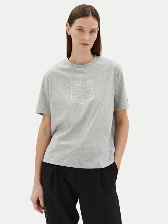 Tommy Hilfiger Tommy Hilfiger T-shirt WW0WW45525 Siva Relaxed Fit